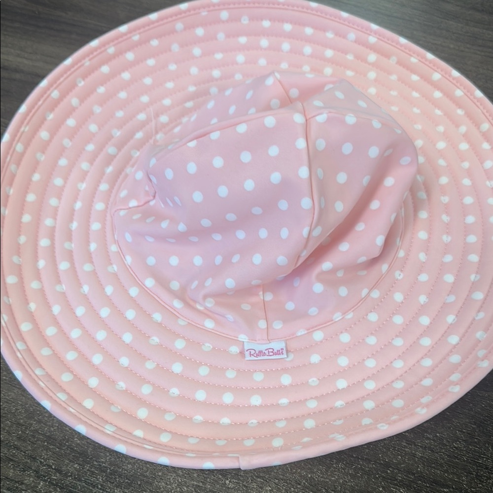 Ruffle Butts Pink and White Polka Dot Sun Hat